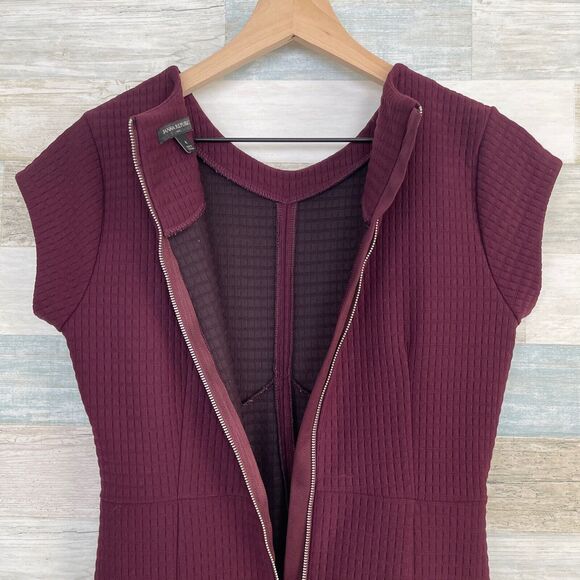 Banana Republic Textured Ponte Fit & Flare Knit Dress Purple Stretch Womens 4 - Picture 5 of 7